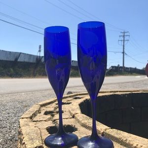 2 Cobalt Blue Champagne Flutes🦕🦕